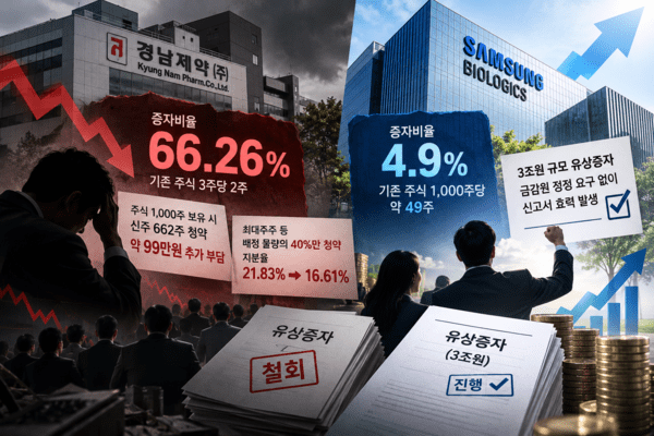 3조 삼성바이오 통과·195억 경남제약 제동...유증 희비 엇갈린 사연 - 뉴스 썸네일 이미지